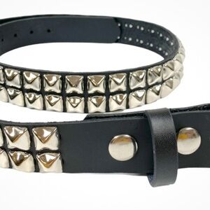 Studded Black Leather Belt